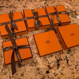 Hermès Signature Orange Boxes with Dark Ribbon